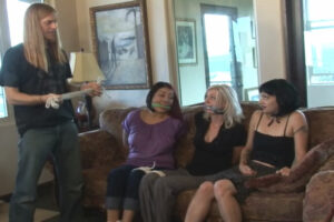 Alternative view of 3 Hotties in Bondage Trouble! Topless Tied & Gagged Threesome! (12:00 min)