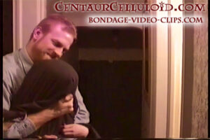 Alternative view of 1998 Vintage VHS Footage! Celeste St. Germain Handgagged, Hooded & Hogtied Barefoot! (11 min)