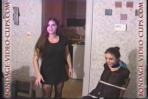 Alternative view of 1998 VHS Movie Footage! Celeste St. Germain Abducted & Chair Tied in Stockings! (7:30 min)