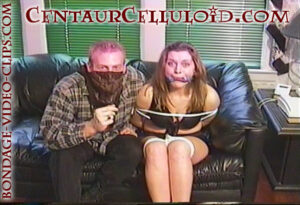 Sexy Andrea Handgagged & Barefoot Hogtied for Ransom Tape for Dad! (12:00 min)