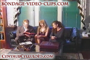 Blonde Barefoot Hogtied with Brunette by Cult, Tries Hopping Away Tied Up and Topless!
