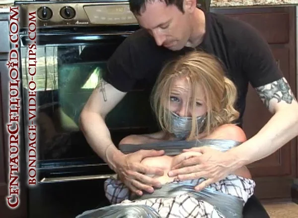 Acidalia Sabine Handgagged, Tape-Gagged, Wrapped Up in Tape Bondage for Groping & Ransom! (9:45 min.) - Image 11