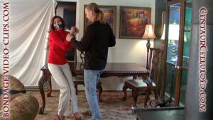Natasha Flade Kidnapped In Handcuffs! Tape Gagged & Tied Upside Down On Table Top In Heels & Turtleneck for Sweater Bondage!