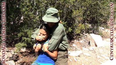 Julia Faire Handgagged while Hiking, Dragged Off Into Woods in Outdoor Bondage