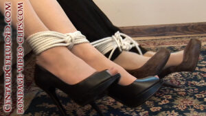 Natasha Flade & Julia Faire Nabbed by Burglar! Handgagged, Tied Topless Together & Cleave-Ggged in High Heels