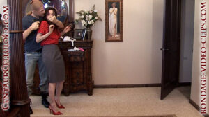 Alternative view of Secretary Natasha Flade Chair-Tied & Groped at Gunpoint by Stocking-Headed Robber (FULL HD - 14 min)