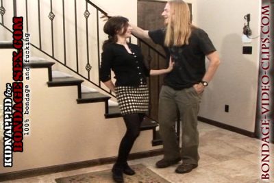 Alternative view of Unwilling Date Natasha Flade Tied Kneeling Strappado for Forced Blowjob in Miniskirt (12:40 min)