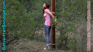 Redhead Mom Natasha Flade Tied Outdoors to Post in Jeans & Sneakers! (FULL HD - 6 min)