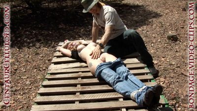 Chloe Night Carried Tied-Up Into the Wilderness, Bound Naked to Pallet, Gagged & Groped