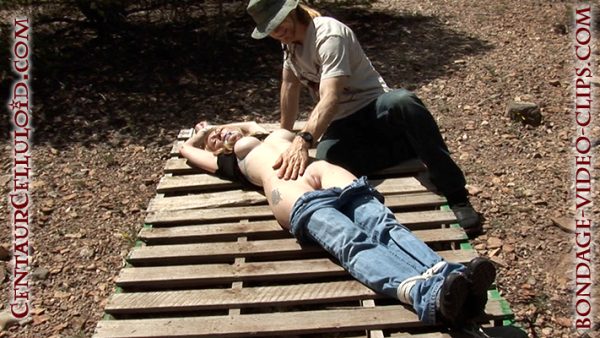 Chloe Night Carried Tied-Up Into the Wilderness, Bound Naked to Pallet, Gagged & Groped