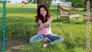 Alternative view of NEW FOOTAGE! Aunt Natasha Flade Plays Kidnap Outside! Bound Barefoot to Tree, Gets a Really HUGE Gag! (FULL HD - 12:30 min)