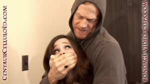 Alternative view of Brunette Mallory Page Suffers Titty-Twisters While Barefoot Hogtied by Goon After Stash of Cash! (FULL HD - 12 min)