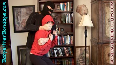 Alternative view of Babysitter Natasha Flade Caught by Cookie Thief! Roped Barefoot to Chair, Sock-Gagged, Strictly Tape-Gagged then Escapes! (FULL HD - 16:30 min)