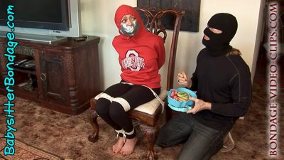 Babysitter Natasha Flade Caught by Cookie Thief! Roped Barefoot to Chair, Sock-Gagged, Strictly Tape-Gagged then Escapes! (FULL HD - 16:30 min)