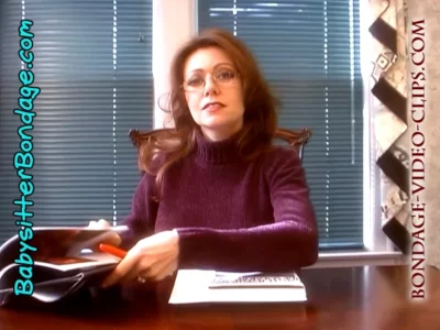 Alternative view of Tutor Natasha Flade (in Glasses!) Rewards Student's Quiz with Robbers Game! Chairtied in Sweater Dress, Pantyhose & Heels, then OTM Gagged! (1080p - 12 min)